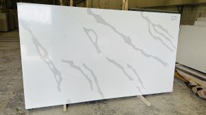 Polished Glossy Stella White Quartz Slab 128 X 65