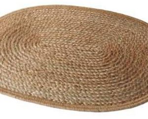 Braided Oval Jute Mat, Color : Natural Brown Small