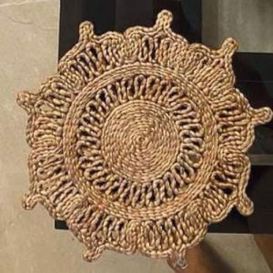 Hand Braided Jute Sunburst Placemat, Color : Natural Brown Small