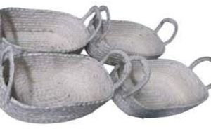 Hand Woven Gray Jute Bowl Basket