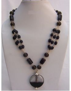 Black & Brown Glass Bead Beaded Necklaces