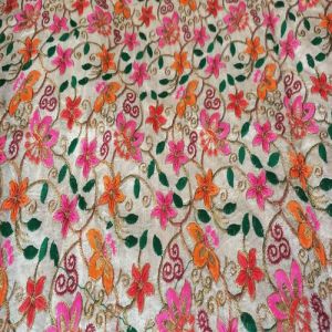 Cotton Multicolor Embroidery Fabric, Color : Multi-color