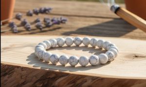 Wholesale Natural Howlite Gemstone Bracelet | Calming Stress Relief Crystal Beaded Jewelry | Bulk Ex