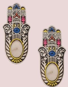 Hamsa Shape Wooden Tealight Candle Holder 5 Inch for Decorative