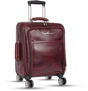 Printed Unisex Fernweh Leather Trolley Bag Small, 17 Inch