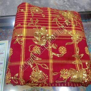 Red Embroidered Fabric, Width : 30-40 Inch