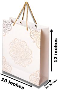 Paper Elegant White and Gold Gift Bag 12x10inch