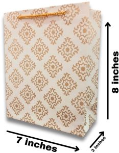 White and Gold Patterned Gift Bag