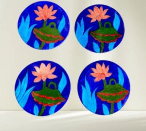 Blue Pottery Coaster Set