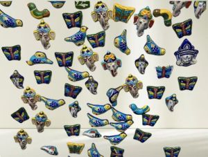 Glossy Blue Pottery Fridge Magnet 2 Inches for Decorative