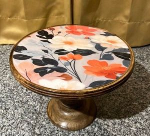 Polished Flower Printed Foldable Wooden Cake Stand
