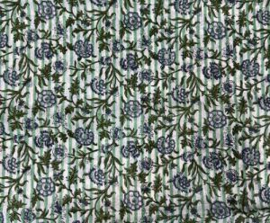 Hand Block Striped Bloom Fabric