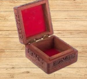 Polished Hand Crafted Square Wooden Jewellery Box, Color : Brown
