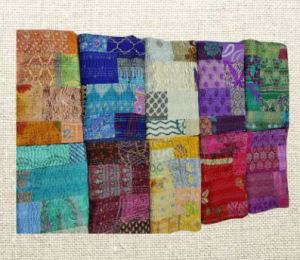 Cotton Silk Patola Patchwork Kantha 60 X 90 Inches