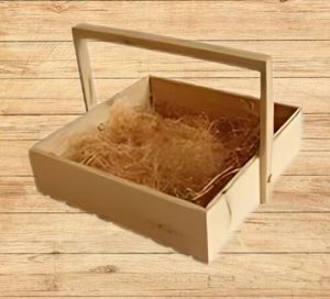 Square Wooden Basket With Handle