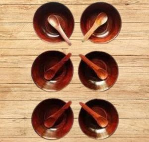 Wooden Classic Snack Bowls Set, Color : Brown 4 Inch
