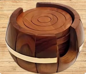 Wooden Tea Coaster Set OF 6 7.6 X 7.6 X 7.6cm