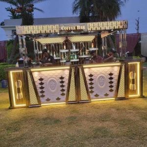 Stainless Steel LED Coffee Bar Counter, Color : Golden for Wedding