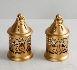 Golden Vine Cut Cylindrical Hanging Decor Lantern Set