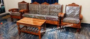 Plain Assam Teak Wooden Sofa, Shape : Carving