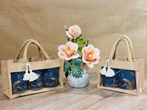 Plain Tiny Tassel Jute Jar Bag, Technics : Machine Made