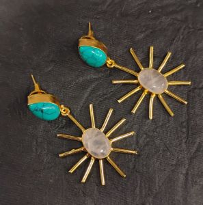Gemstone Brass Earrings