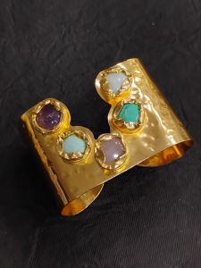 Natural Stone Brass Cuff, Color : Multi-color