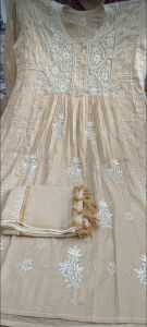 Cotton Embroidered Chikankari Gown