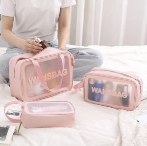 Cosmetic Travel Bag, Color : Pink, Packaging Type : Plastic Pouch