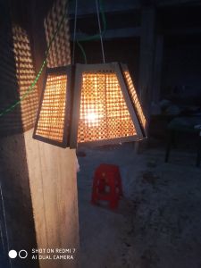 Grid-style Lattice Weave Bamboo Ambient Glow Ceiling Lamp Shade