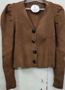 Brown Ladies Woolen Cardigan