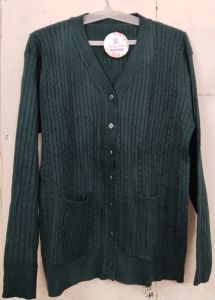 Dark Green Ladies Woolen Cardigan