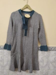 Gray Ladies Long Woolen Dress