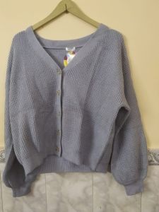 Plain Gray Ladies Woolen Cardigan All Sizes Classic