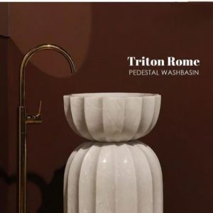White Marble Pedestal Wash Basin