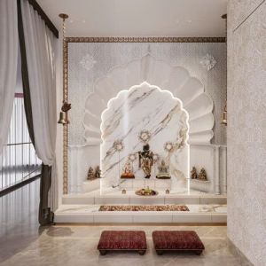 White Carved Marble Mandir