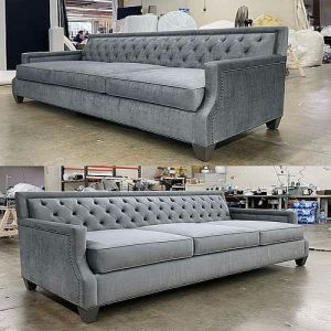 3 Seater Grey Wooden Office Sofa