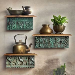 Carved Wooden Wall Shelf