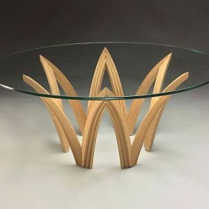 Wooden Glass Round Coffee Table