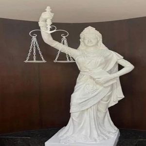 Wooden Lady Justice Statue