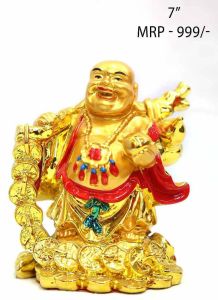 7 Inch Polyresin Golden Laughing Buddha