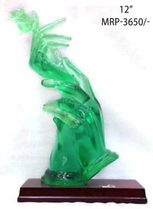 Green Acrylic Hand Trophy