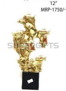 Hand Crafted Metal Trophy, Color : Golden 12 Inch