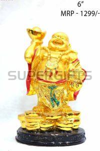 Polyresin Laughing Buddha Statue, Color : Golden 5 TO 9 Inch