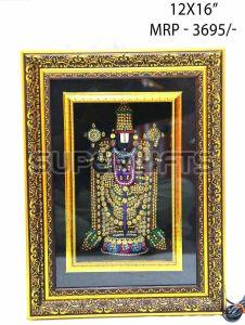 Wood Shri Venkateswara Photo Frame, Packaging Type : Cardboard Box
