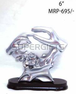 Polished Silver Black Plastic Hand Trophy