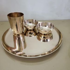 Plain Pure Bronze Thali Set, Color : Silver