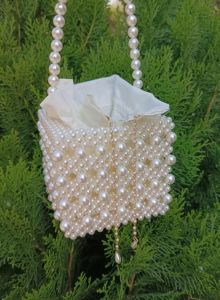 Elegant Pearl Beaded Handbag with Handle
