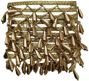 Golden Drop Bead Fringe Lace Trim