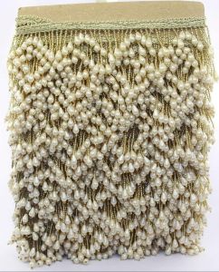 Heavy Pearl Drop Beaded Fringe Lace Trim